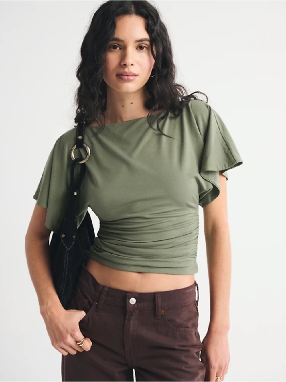 Abercrombie & Fitch Flutter Sleeve Slash top size small